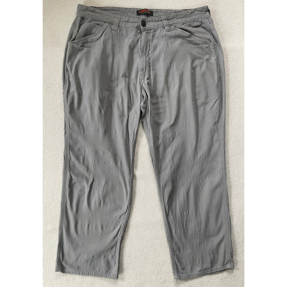 Ridgecut Mens 44x30 Work Pants Gray Canvas Utility Toughwear Stretch Workwear